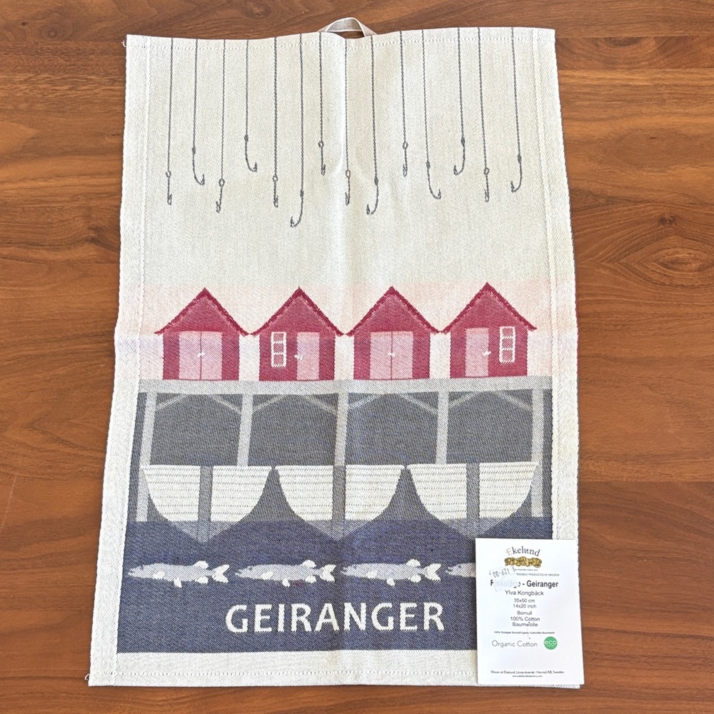 NEW! Ekelund Fiskeläge organic cotton tea towel Nordic Swedish
